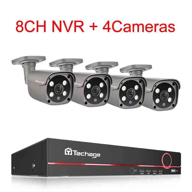 8CH 5MP HD POE CCTV Security Camera System Home Video Surveillance NVR Kit Face Detection Outdoor IP Camera Set Xmeye