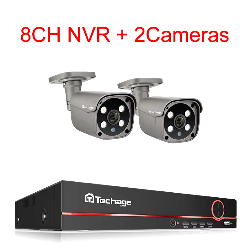 8CH 5MP HD POE CCTV Security Camera System Home Video Surveillance NVR Kit Face Detection Outdoor IP Camera Set Xmeye