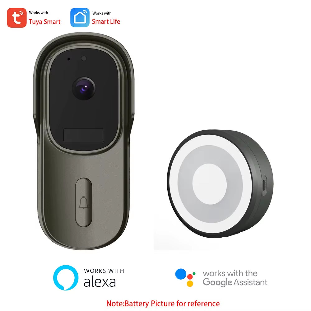 Tuya Video Doorbell Camera 1080P 170° 12-24V AC/DC Wired & Smart Battery Two-Way Audio Works with Alexa Google