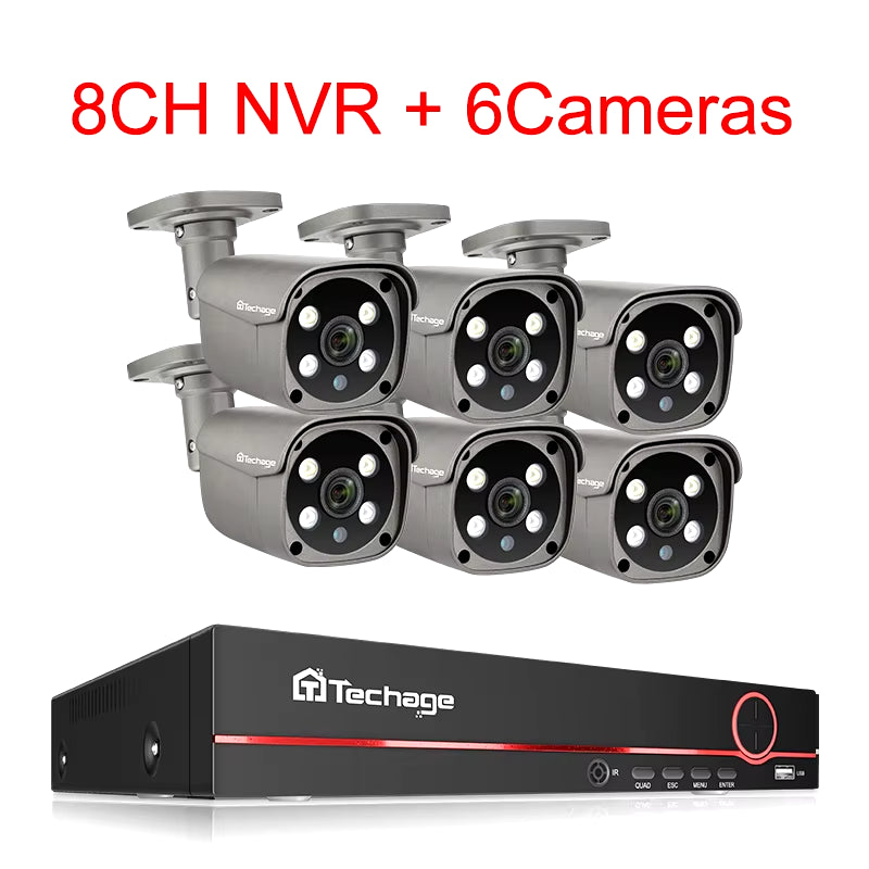 8CH 5MP HD POE CCTV Security Camera System Home Video Surveillance NVR Kit Face Detection Outdoor IP Camera Set Xmeye