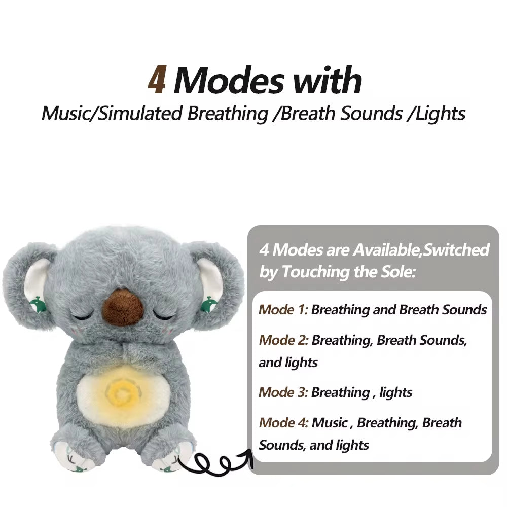 4 Modes Baby Breathing Bunny Soothing Plush Sensory Toy with Relieve Anxiety Koala Comforter Breathes for Baby Conciliate Gift